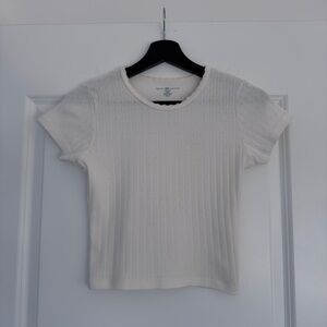 Brandy Melville White Pointelle Ribbed Tee
